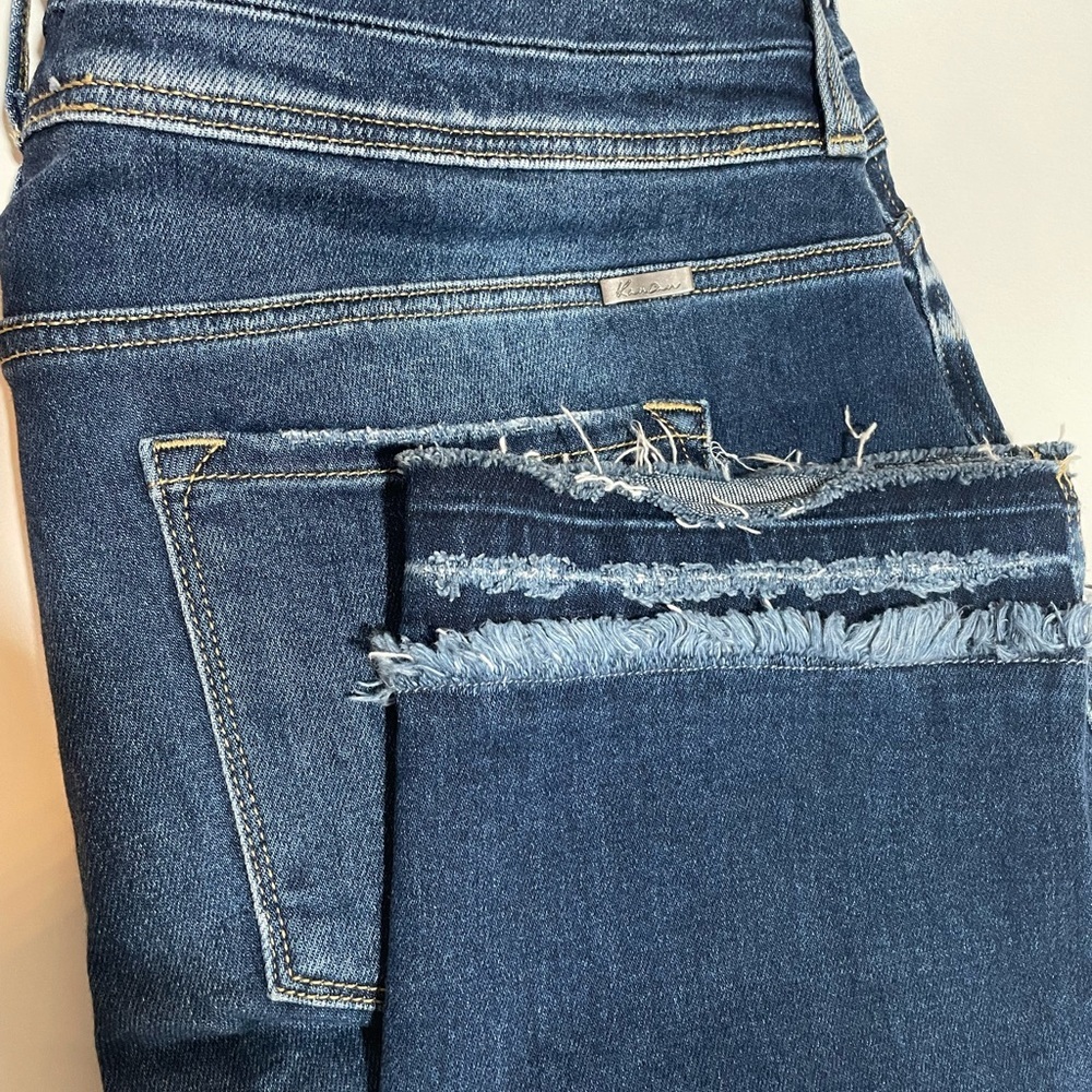 Maurices Dark Blue Frayed Hem Ankle Jeans